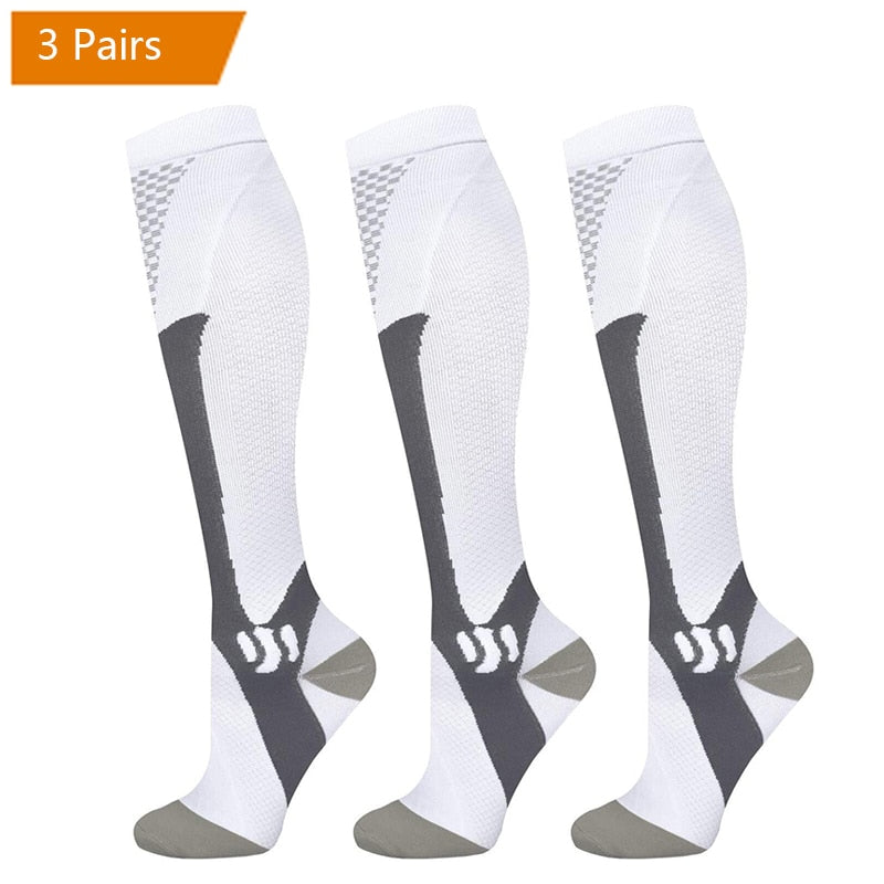 3 Pairs Compression Socks for Women or Men 20-30 mmHg Comfortable Athletic