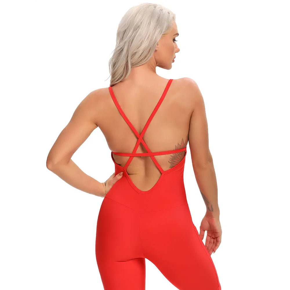 Jumpsuit Sexy Sleeveless Backless Sportswear Leggings