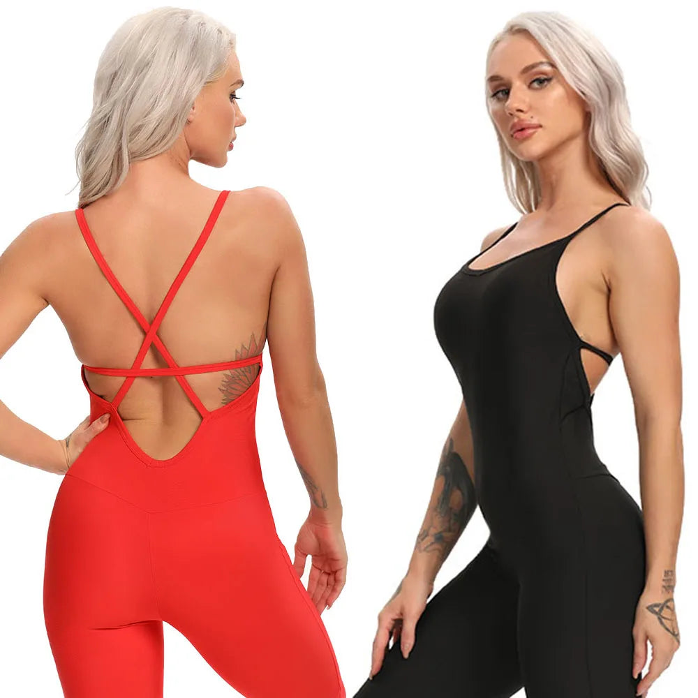 Jumpsuit Sexy Sleeveless Backless Sportswear Leggings