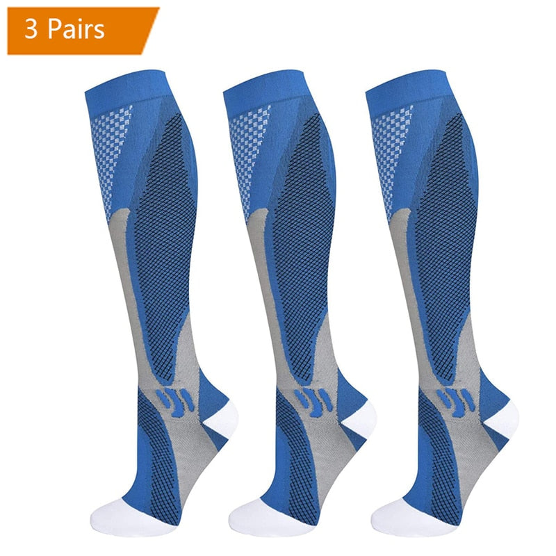 3 Pairs Compression Socks for Women or Men 20-30 mmHg Comfortable Athletic