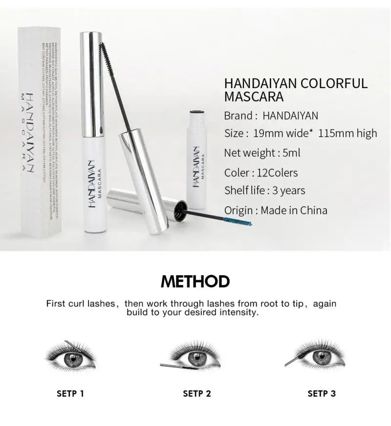 12 Color Silk Fiber Eyelash Waterproof  Extension Lashes Mascara