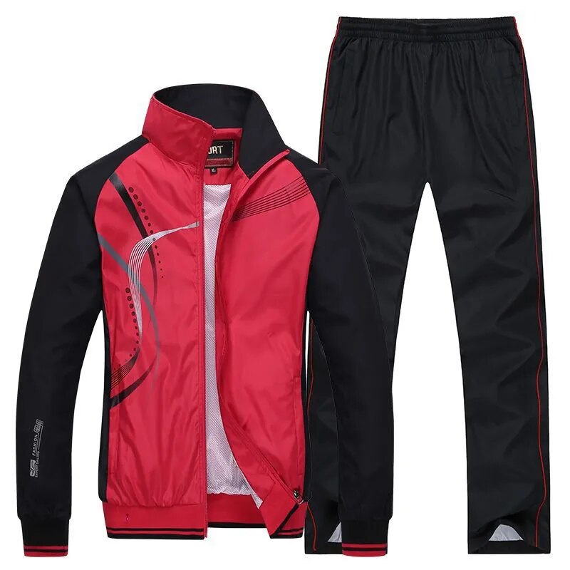 Men Sportswear Tracksuit 2 Piece Sets  Jacket+Pant Sweatsuit