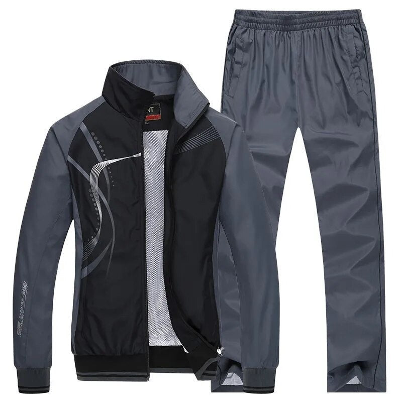 Men Sportswear Tracksuit 2 Piece Sets  Jacket+Pant Sweatsuit