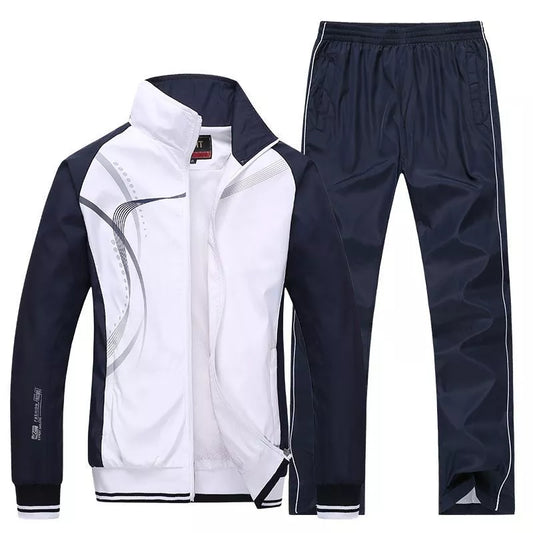 Men Sportswear Tracksuit 2 Piece Sets  Jacket+Pant Sweatsuit