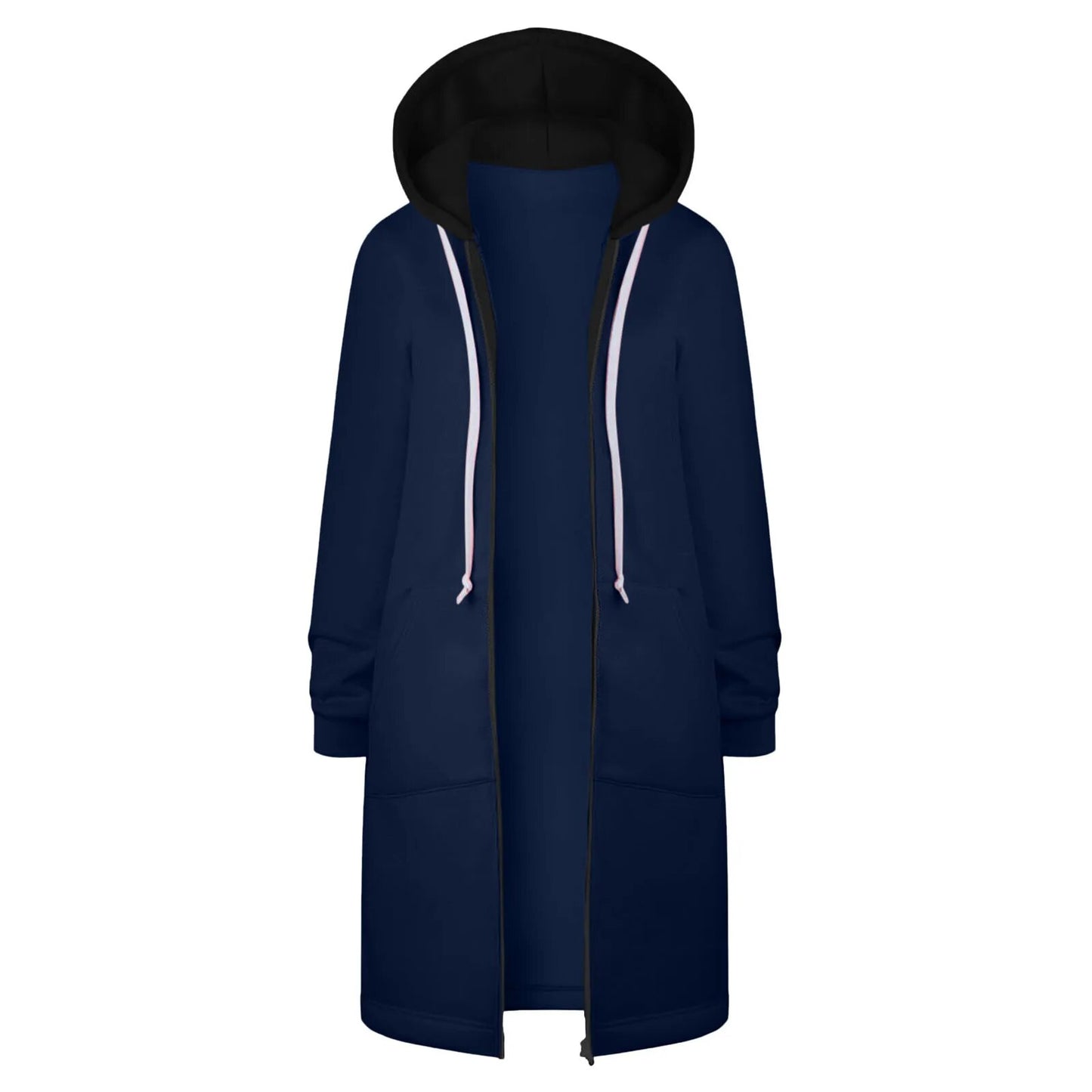 Casual Women Long Jackets Zip Up Hoodies Outerwear Jacket With Pockets