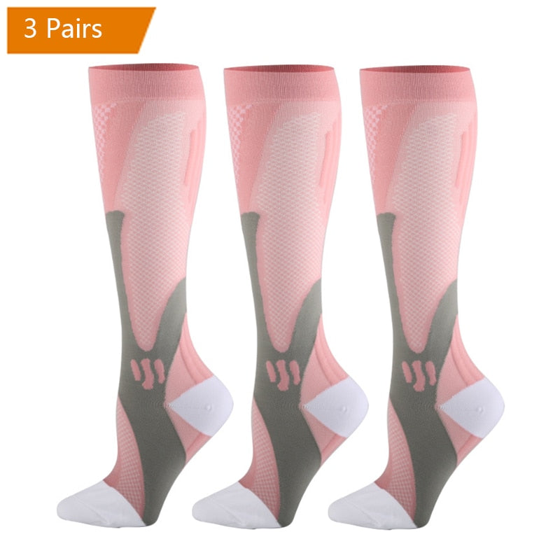 3 Pairs Compression Socks for Women or Men 20-30 mmHg Comfortable Athletic