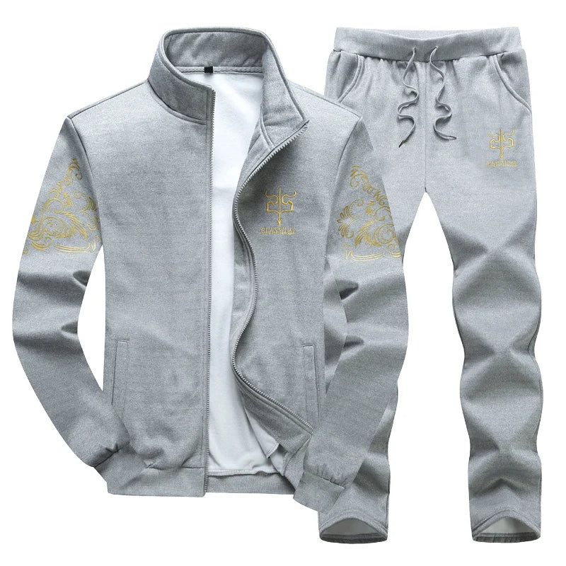 Large Size Suit Sweatshirt Sweatpants Set Tracksuit