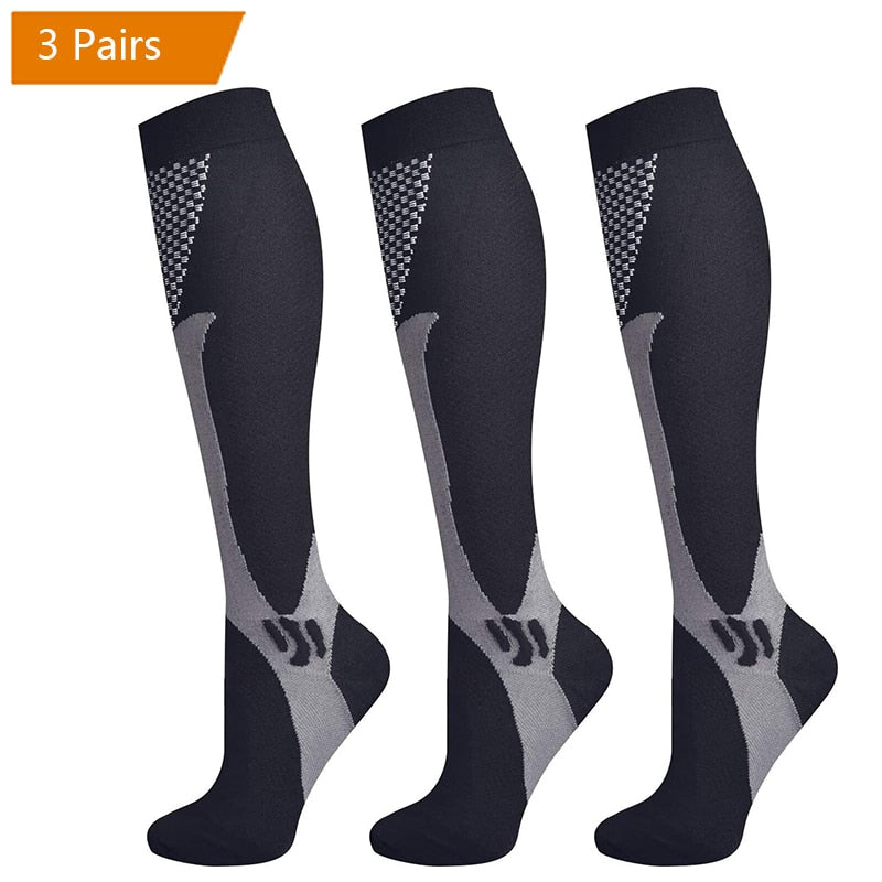 3 Pairs Compression Socks for Women or Men 20-30 mmHg Comfortable Athletic