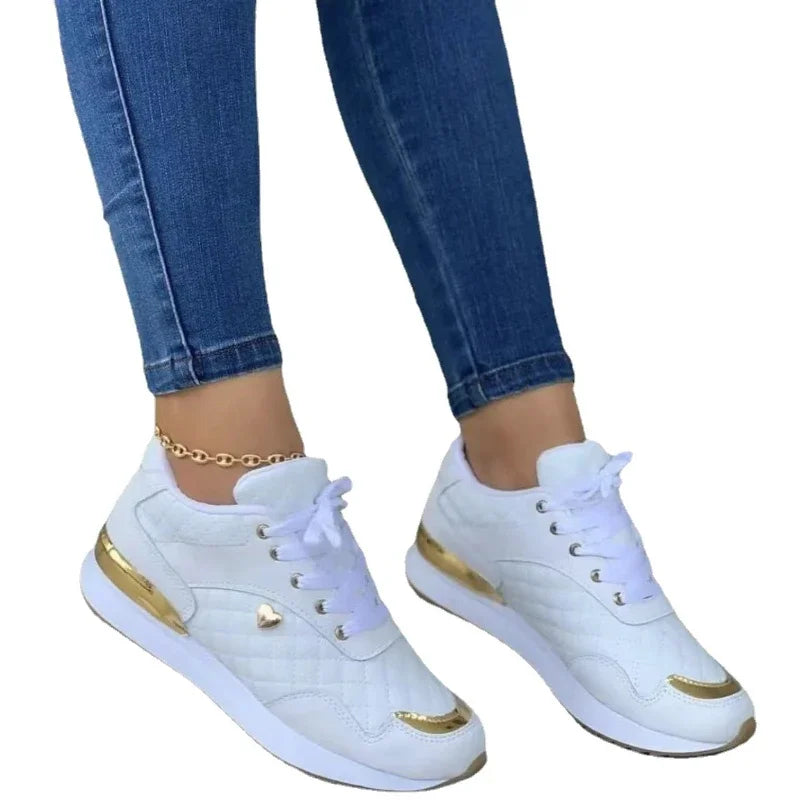 Platform Sneakers Lace Up Casual Flats Comfortable Footwear