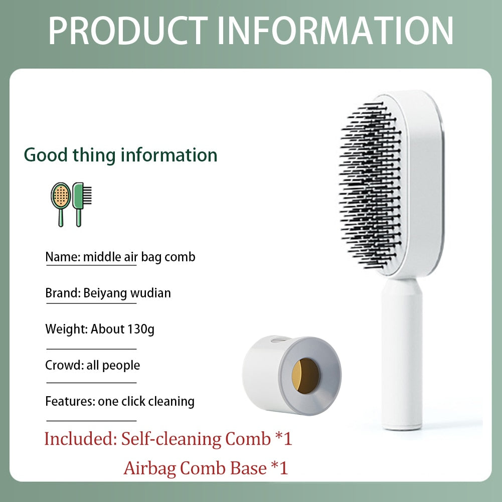 Massage Hair Brush Air Cushion One-Key Self Cleaning Professional Detangler