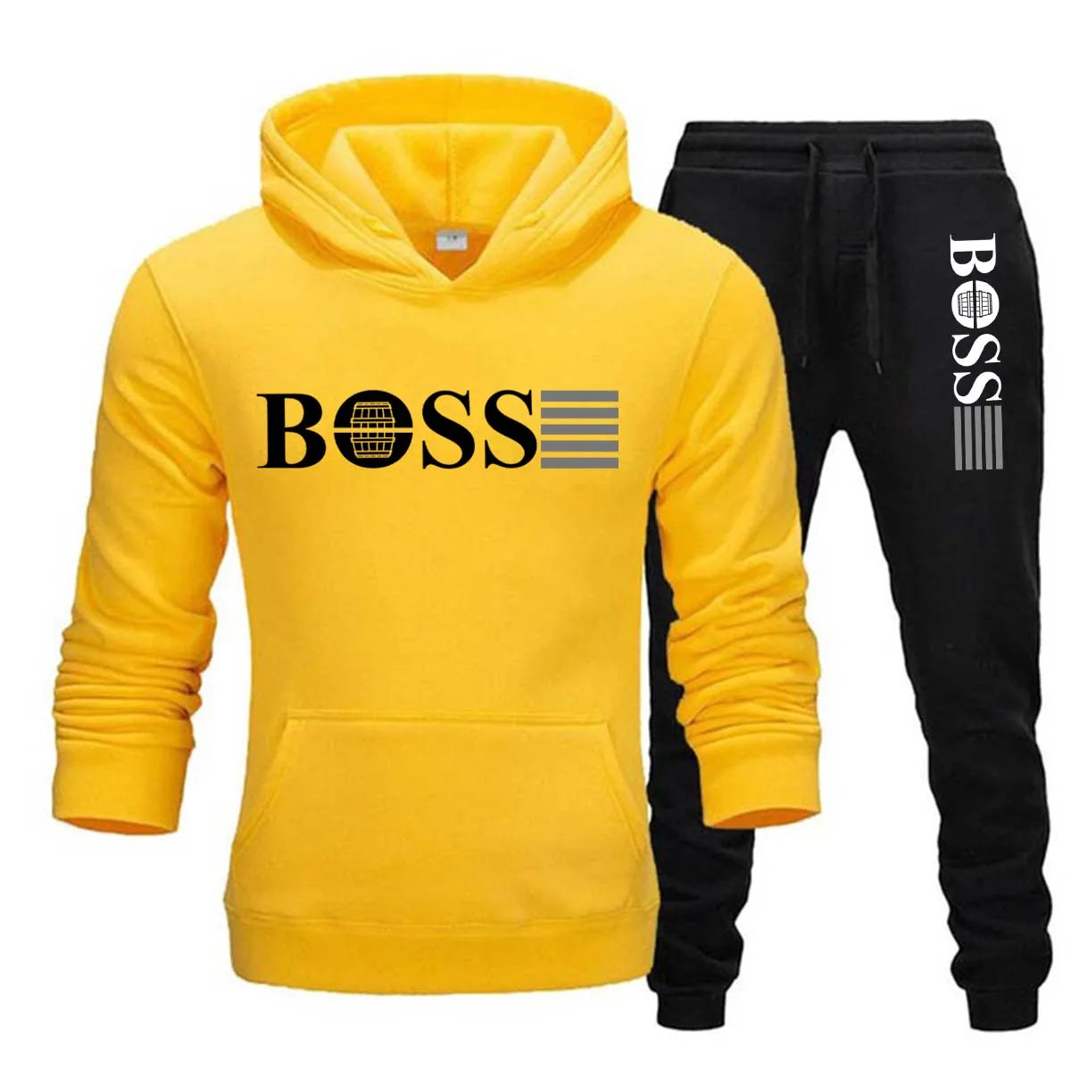 2 Pieces Sets Tracksuit Hooded Sweatshirt +Drawstring Pants