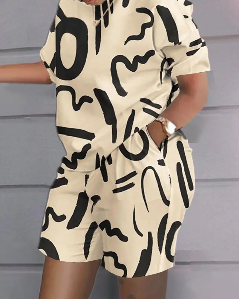 Casual 2 Piece Set Women Letter Printed Outfit