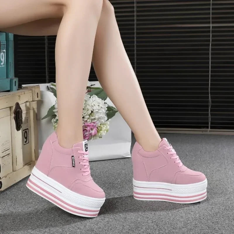 Super High Heels Chunky Sneakers /Thick Bottom Height Increasing Casual Shoes