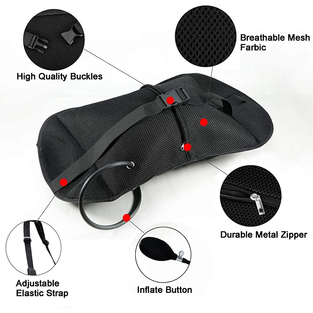 Portable Inflatable Lumbar Support Massage Pillows - Orthopedic Design for Back Pain Relief