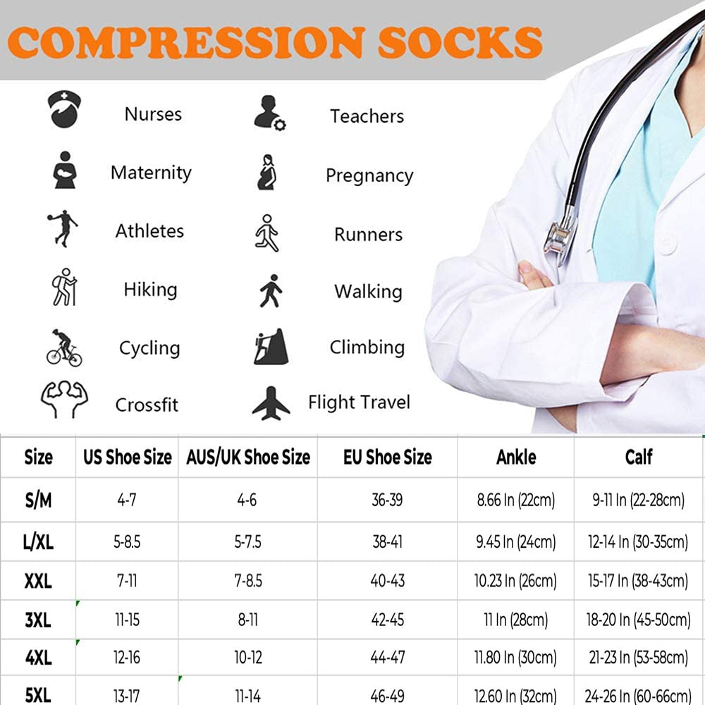 3 Pairs Medical Sport Compression Socks Men 20-30 mmhg for Edema Diabetic Varicose Veins