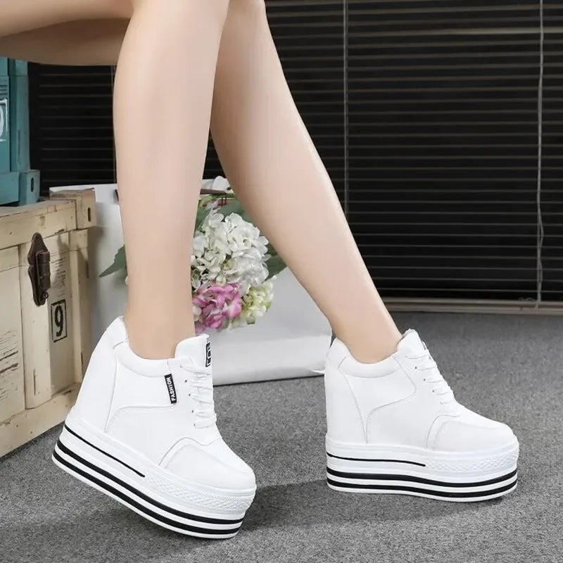 Super High Heels Chunky Sneakers /Thick Bottom Height Increasing Casual Shoes