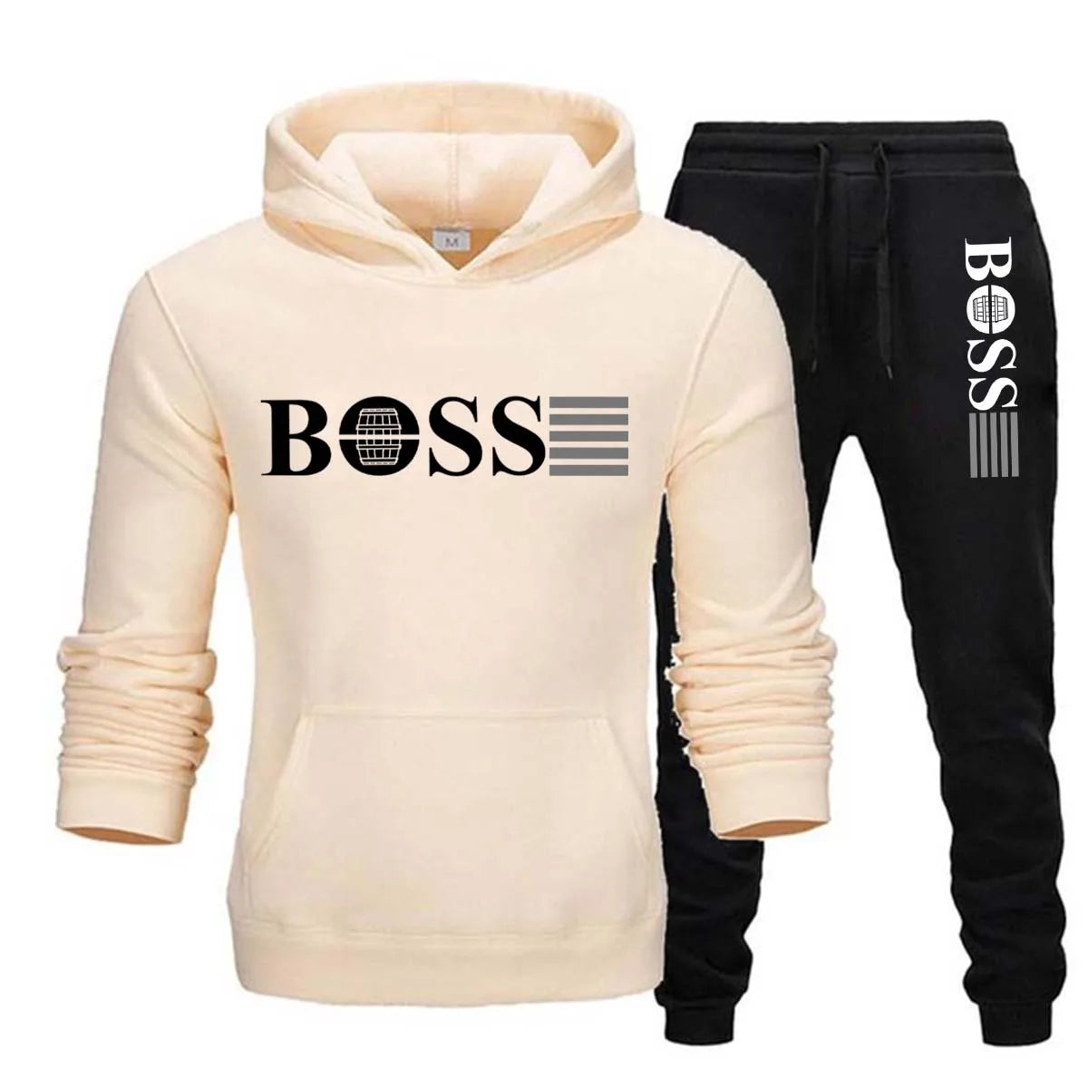 2 Pieces Sets Tracksuit Hooded Sweatshirt +Drawstring Pants