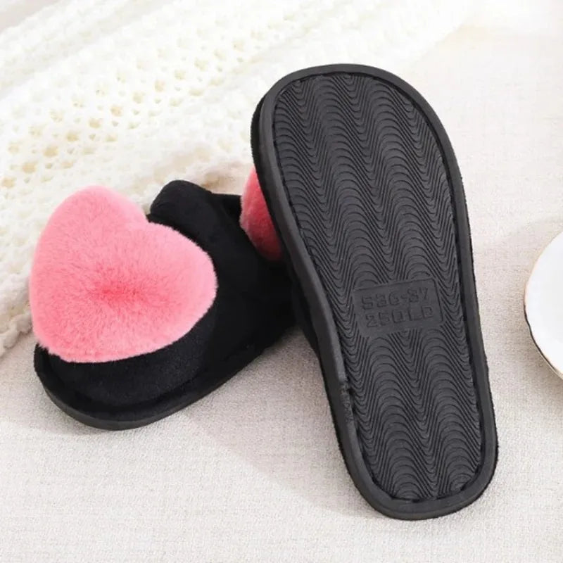 Heart Shaped Slippers Women's Warm Non-slip Platform Shoes