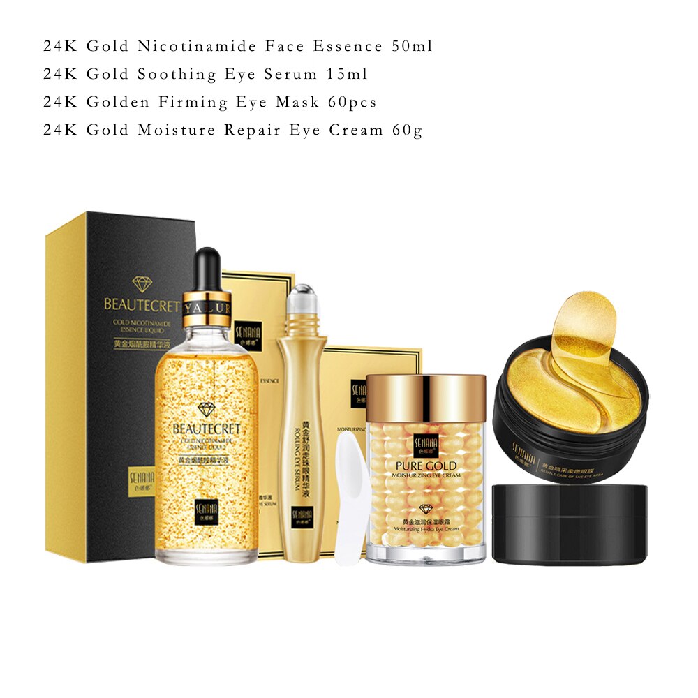 Set 24K Gold Nicotinamide Face Essence Collagen Cream Moisturizing Face Mask Brighten