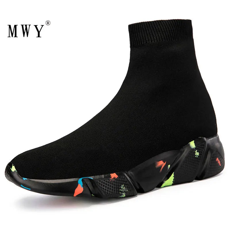 Warm Socks Casual Slip On Vulcanized Shoes Unisex Soft Breathable Sneaker High-Top