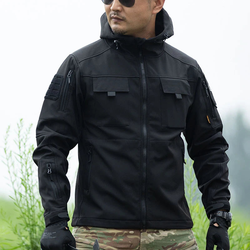 Tactical Set Multi-pocket Hooded Jacket+Windproof  Waterproof Fleece Sharkskin Suit