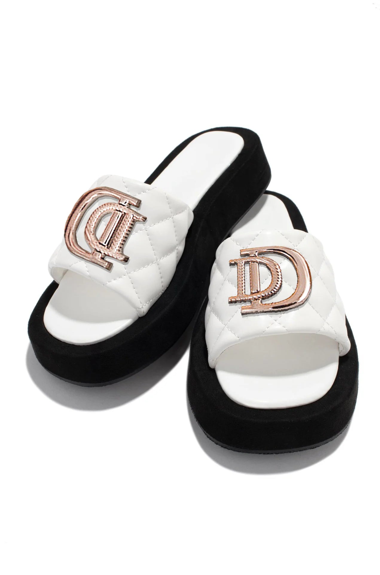 Diamond Grid Luxury Decor Flat Sandals Charm Design Open-toe