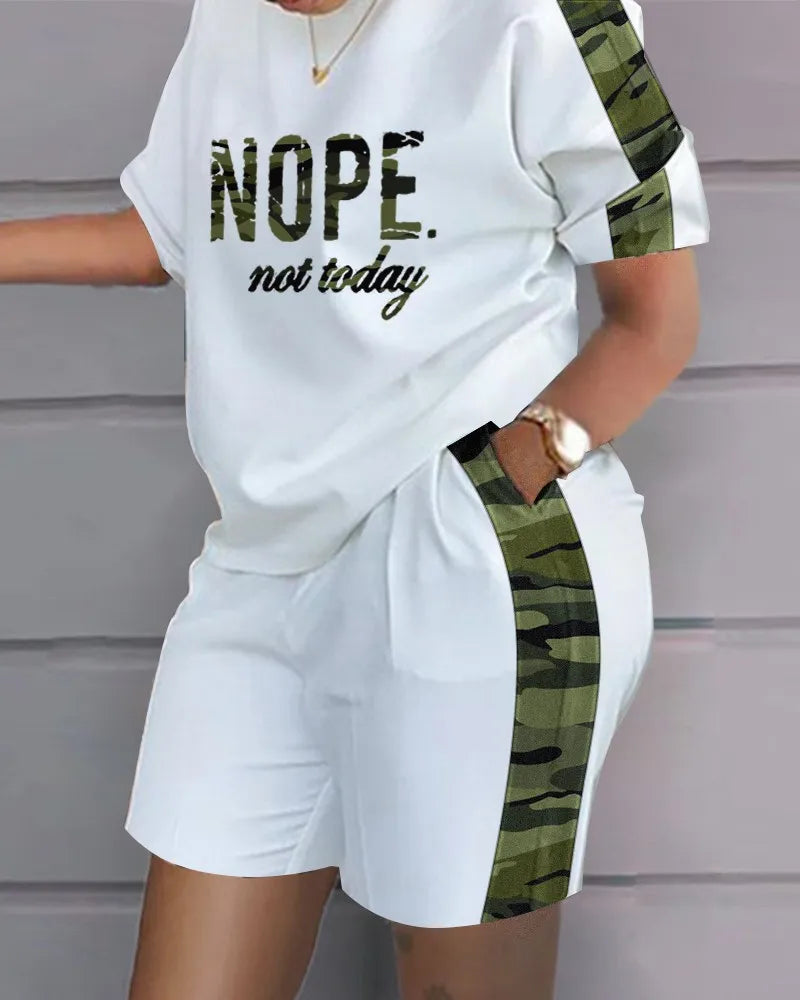 Casual 2 Piece Set Women Letter Printed Outfit