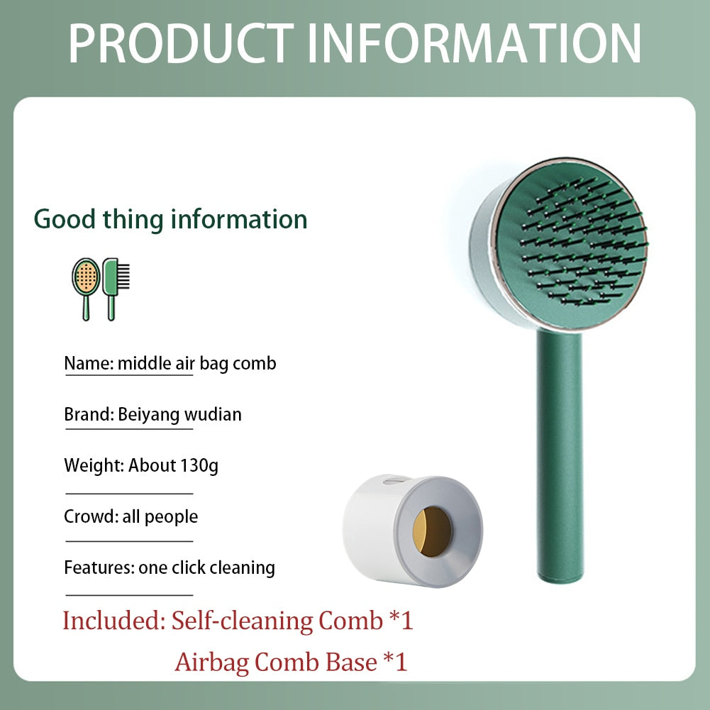 Massage Hair Brush Air Cushion One-Key Self Cleaning Professional Detangler