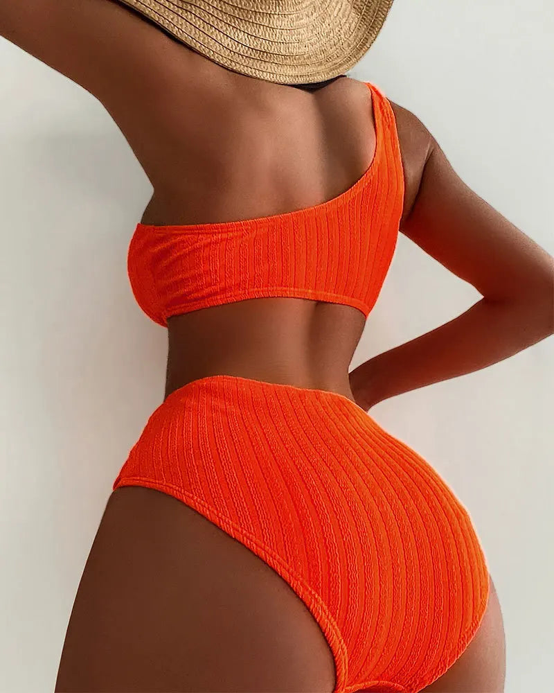 Cikini-One Shoulder High Waisted Bikinis Set for Women