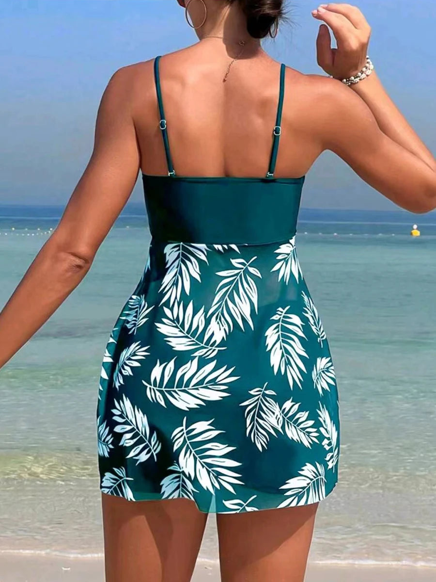 Short Dress Tankini With Shorts Swimwear