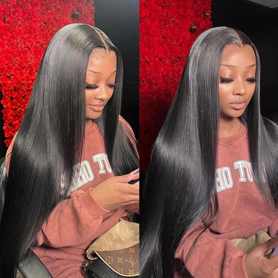 Glueless Straight Lace Front Pre-Cut Human Hair Ready To Wear Closure Wig