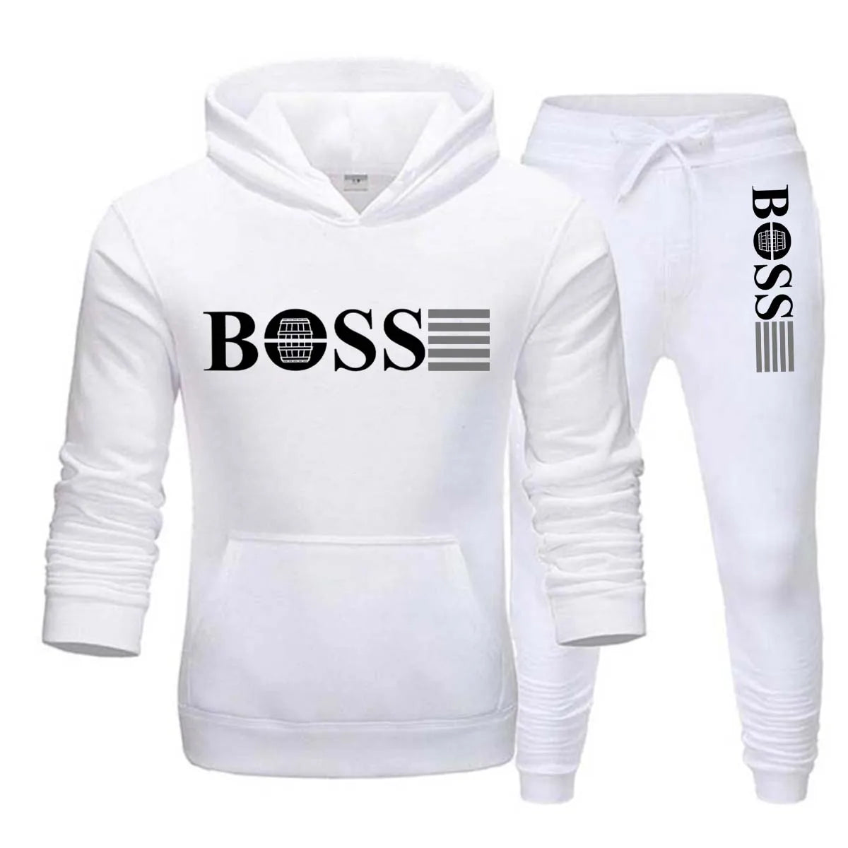 2 Pieces Sets Tracksuit Hooded Sweatshirt +Drawstring Pants