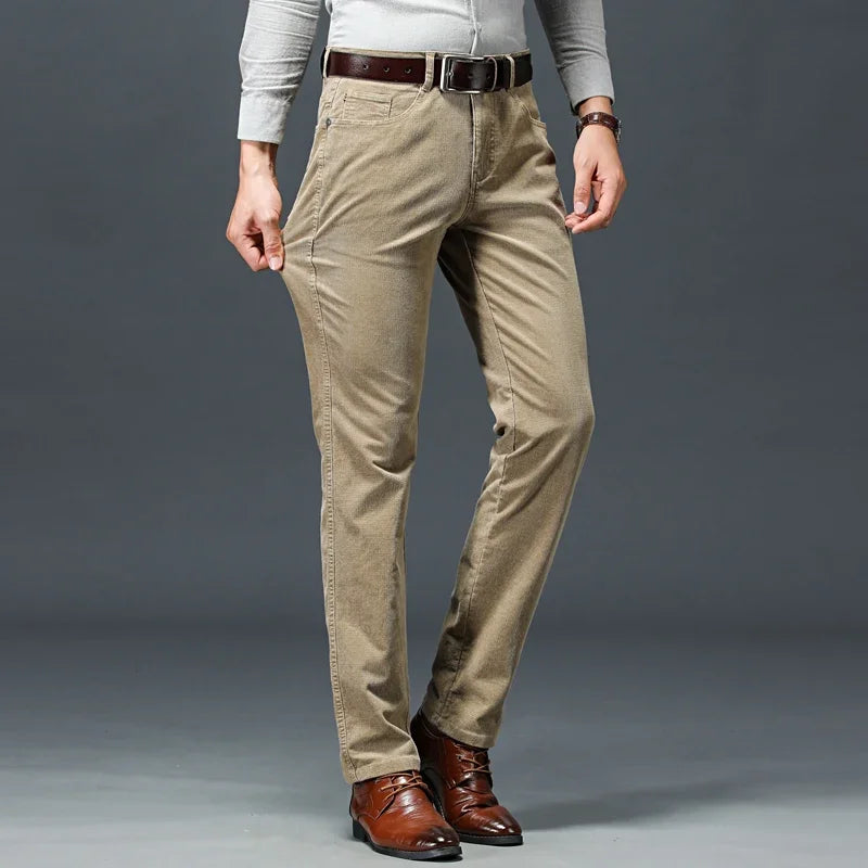 Corduroy Pants Casual Comfortable Stretch Cotton Straight Trousers