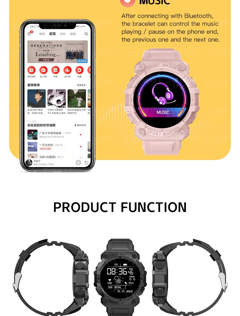 2PCS Smartwatch Fitness Bluetooth Touch Screen  Smartband for Android IOS