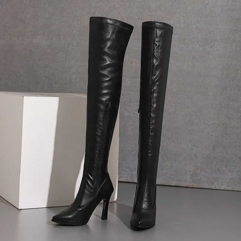 Women Soft Stretch Slim Long Over-the-Knee Boot