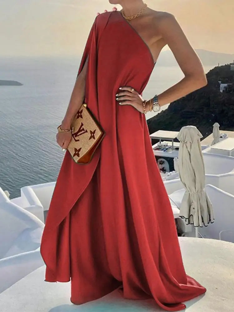 Boho Long Elegant One Shoulder Loose Party Dress