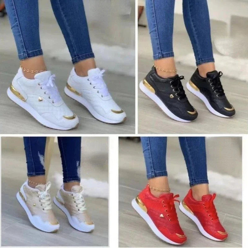 Platform Sneakers Lace Up Casual Flats Comfortable Footwear