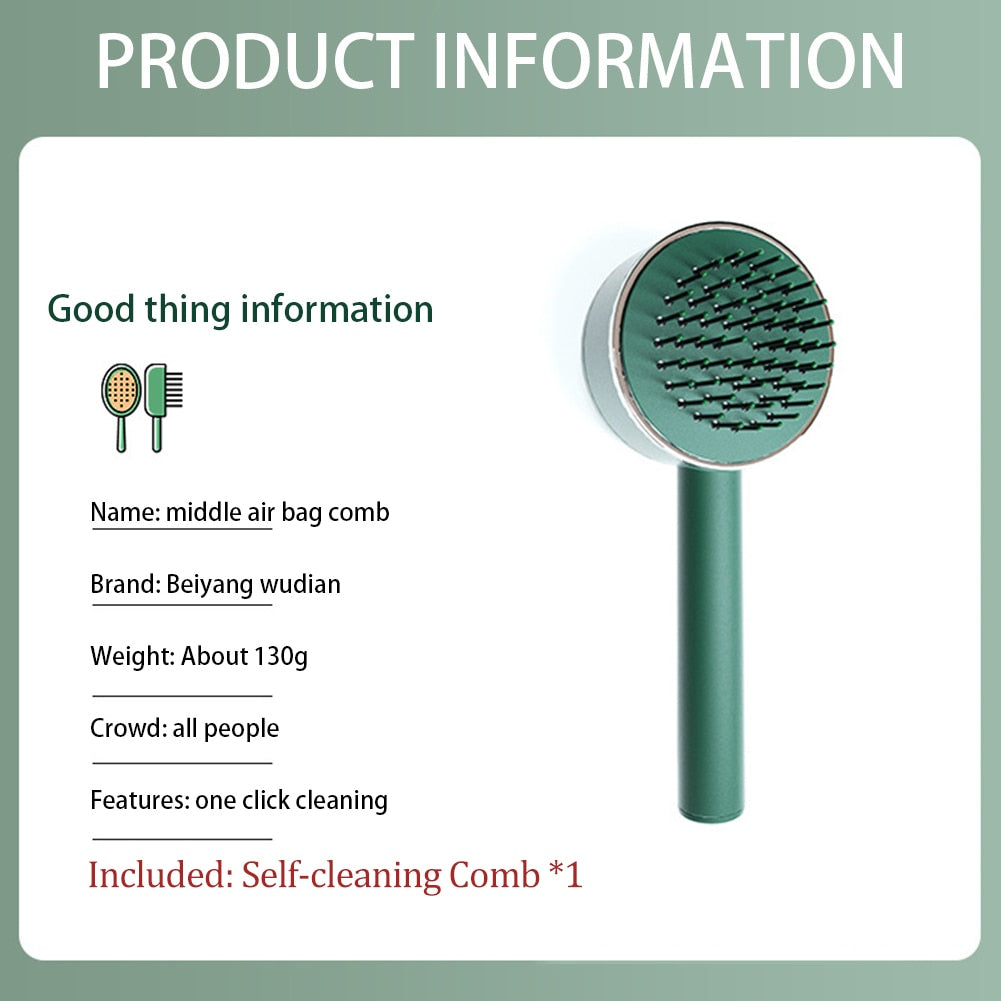 Massage Hair Brush Air Cushion One-Key Self Cleaning Professional Detangler