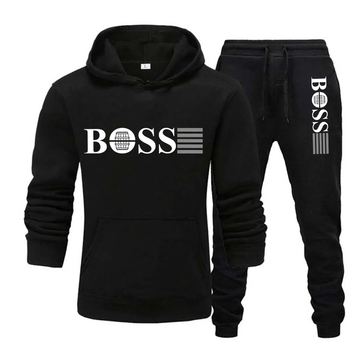 2 Pieces Sets Tracksuit Hooded Sweatshirt +Drawstring Pants