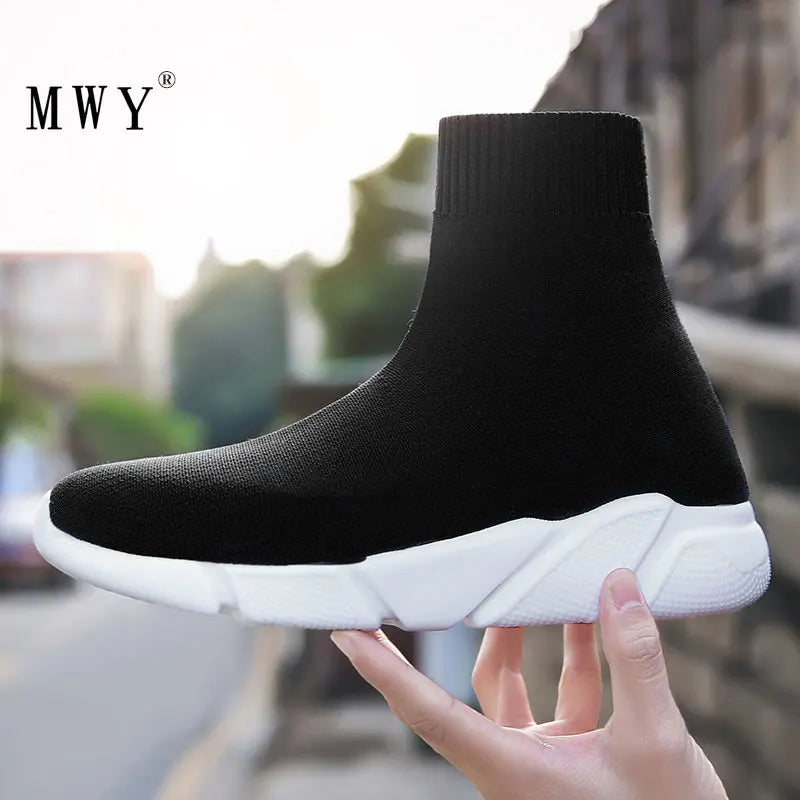 Warm Socks Casual Slip On Vulcanized Shoes Unisex Soft Breathable Sneaker High-Top