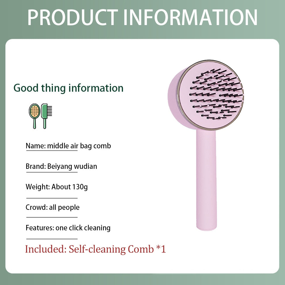 Massage Hair Brush Air Cushion One-Key Self Cleaning Professional Detangler