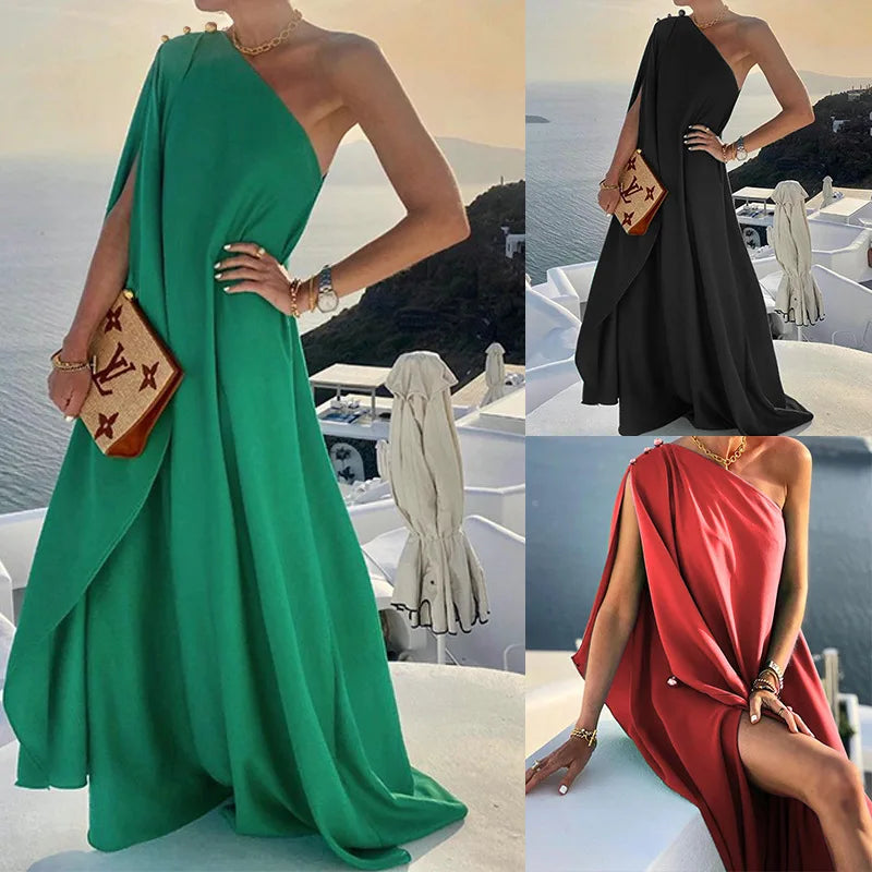 Boho Long Elegant One Shoulder Loose Party Dress