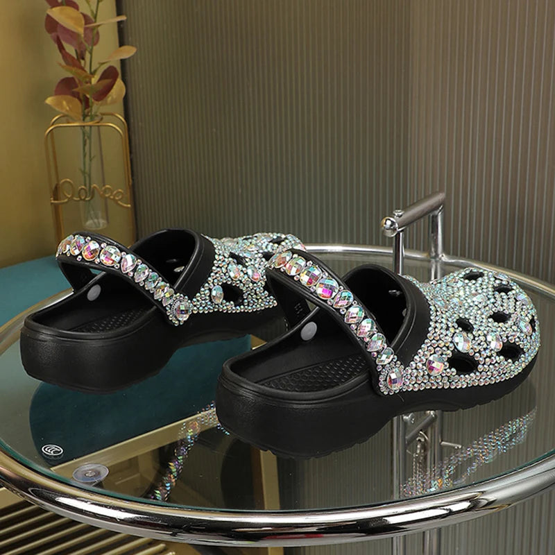 Luxury Slippers EVA Rhinestone Decoration Sandals Flip Flop Soft Casual Shoes