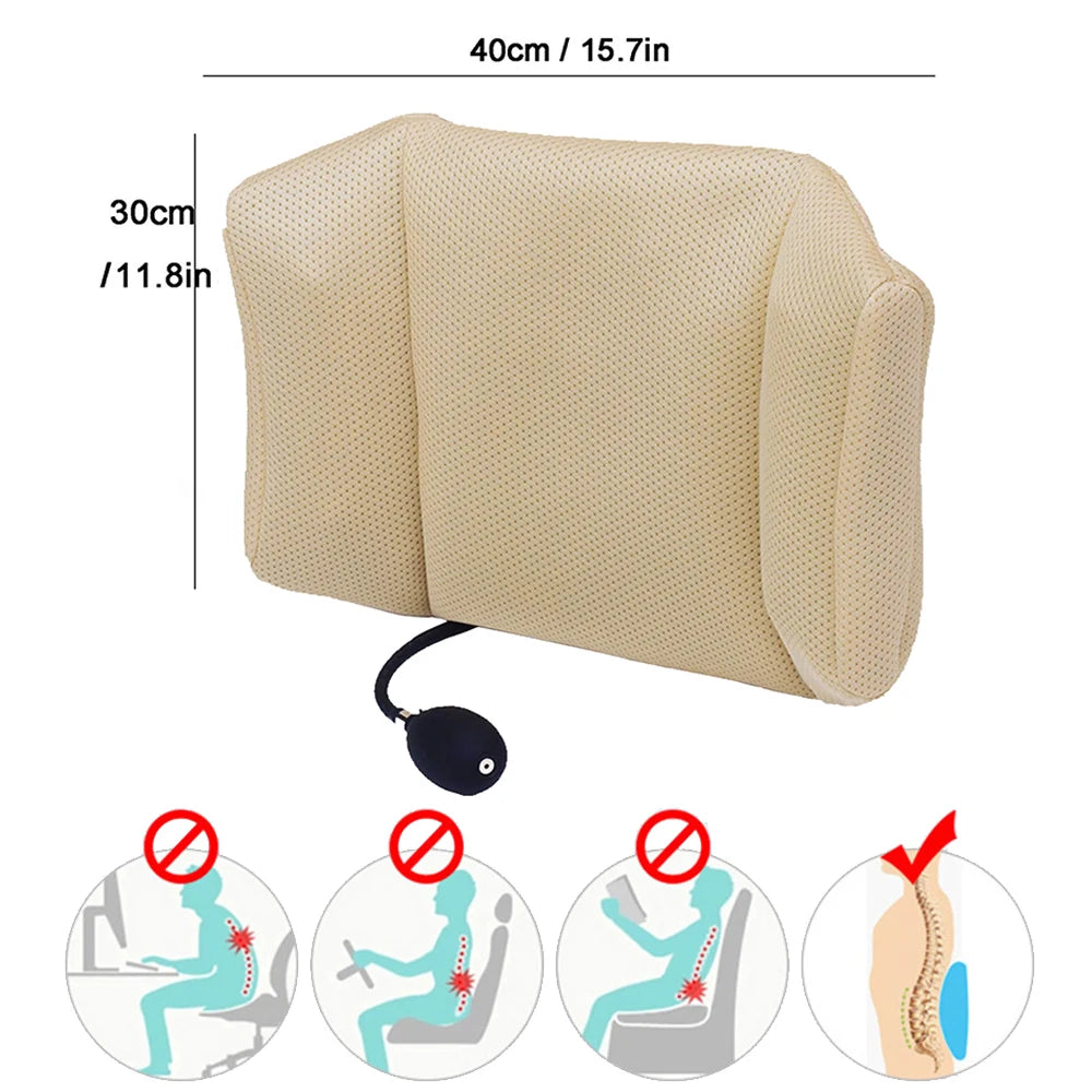 Portable Inflatable Lumbar Support Massage Pillows - Orthopedic Design for Back Pain Relief