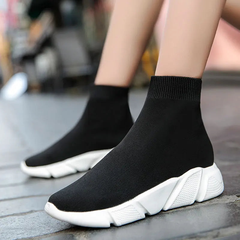 Warm Socks Casual Slip On Vulcanized Shoes Unisex Soft Breathable Sneaker High-Top