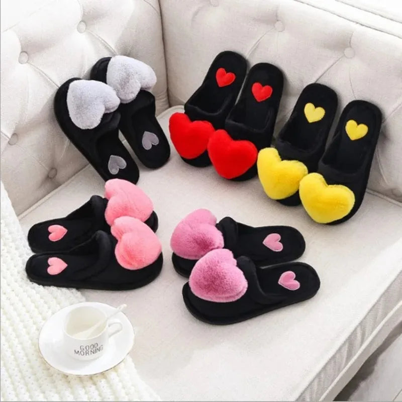 Heart Shaped Slippers Women's Warm Non-slip Platform Shoes