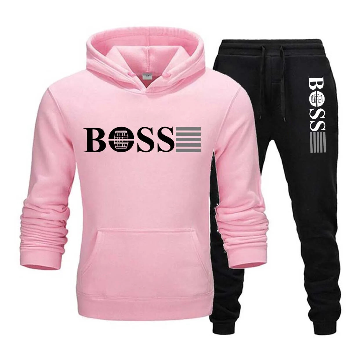 2 Pieces Sets Tracksuit Hooded Sweatshirt +Drawstring Pants