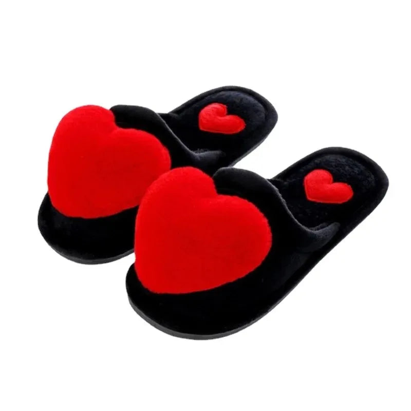 Heart Shaped Slippers Women's Warm Non-slip Platform Shoes