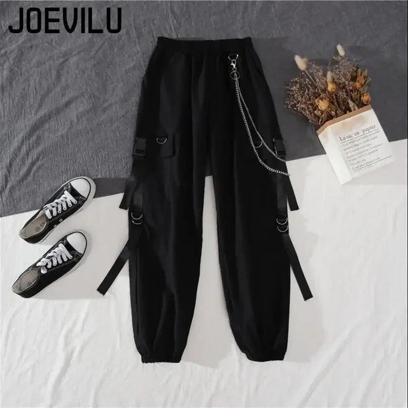 Removable Sleeve with Chain Casual Waistband Cargo Pants 2 Piece Sets