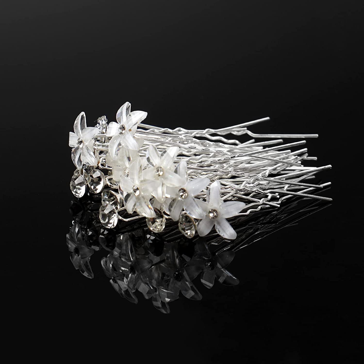 100 Pieces Flower Crystal Rhinestone Hair Pins - acfitpro